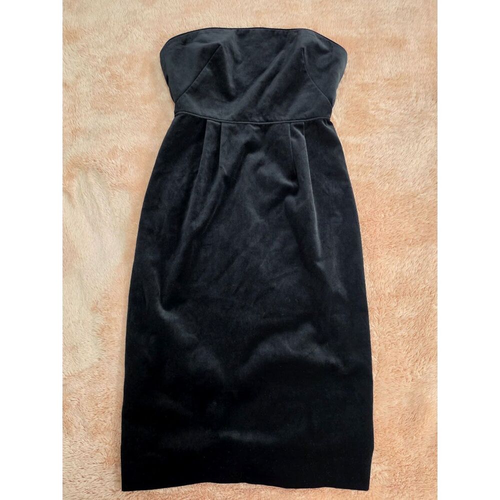 J Crew Dress Womens 2 Strapless Velvet Cotton Silk Lined Black Whimsigoth